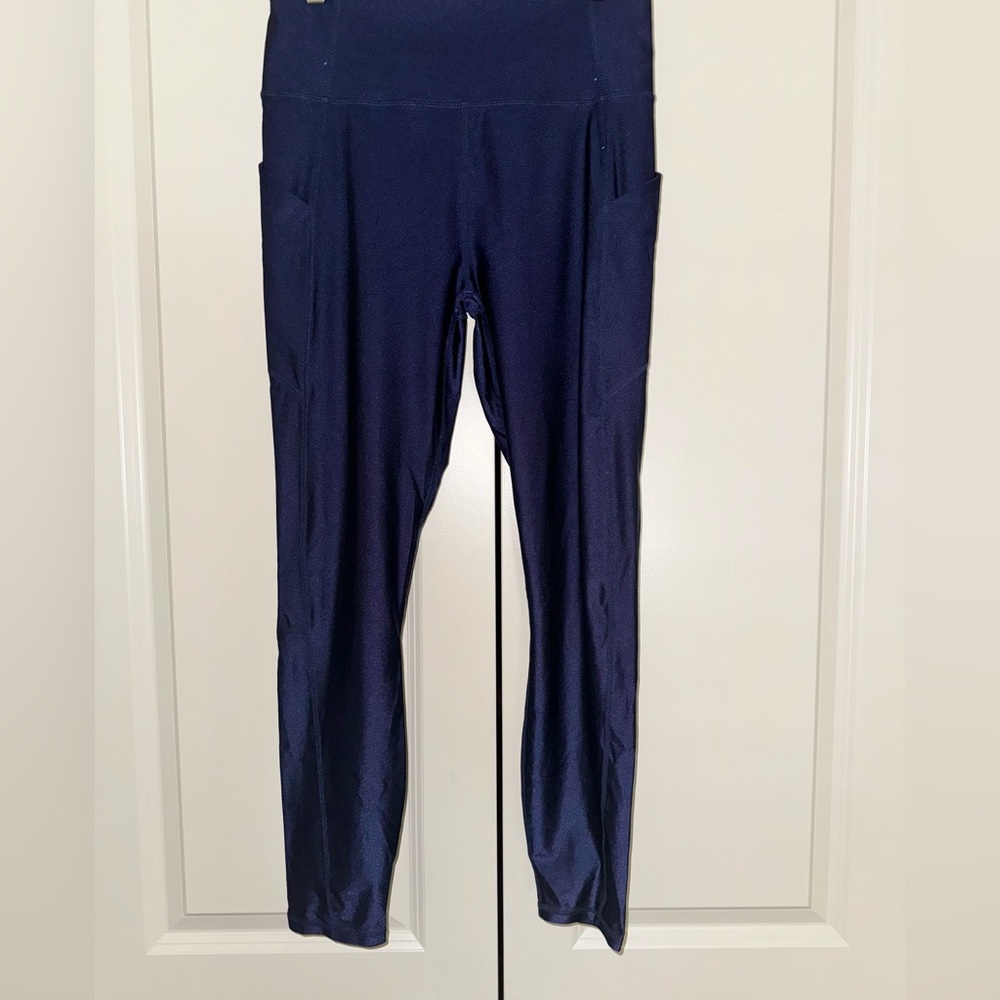 Fabletics Navy Shine Leggings size L